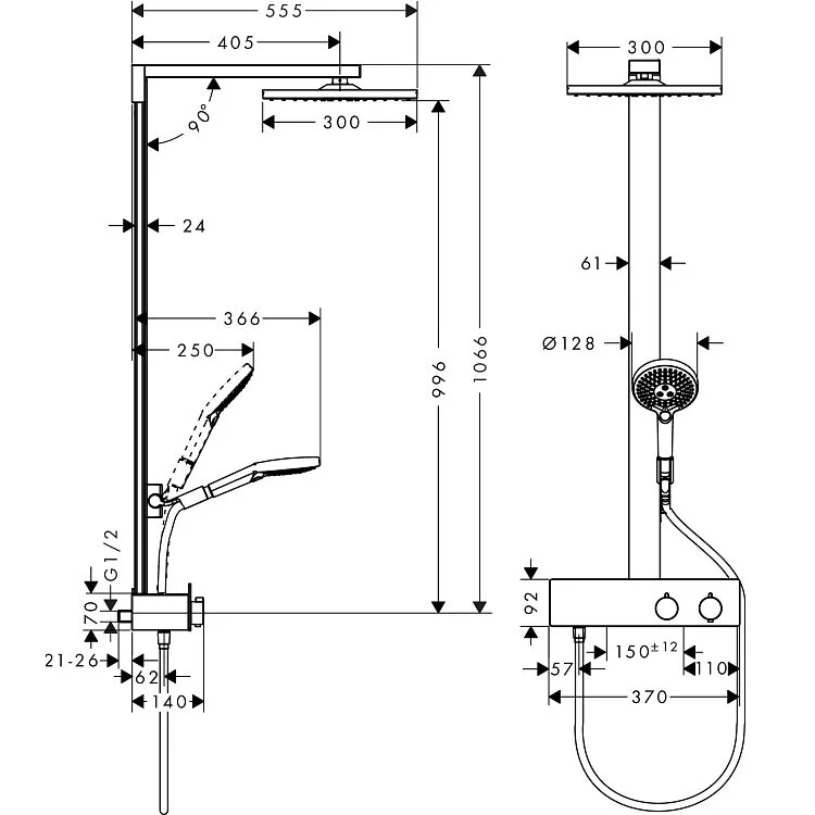 Hansgrohe 27361-000 Raindance 恆溫雨淋組合
